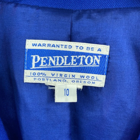 Pendleton Blazer Jacket Womens Size 10 Blue‎ Vintage Wool Gold Button Cropped - Picture 3 of 10